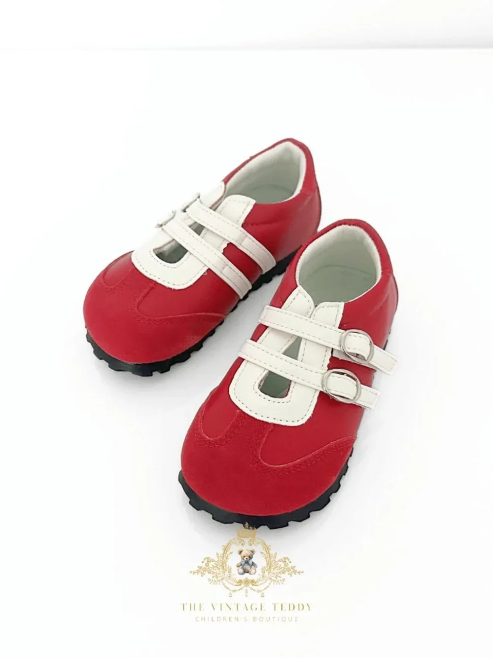 NWT Cute Girls Sneakers Children's Shoes Kicks Athletic Sports Stripes Red 6.5 - Picture 2 of 4